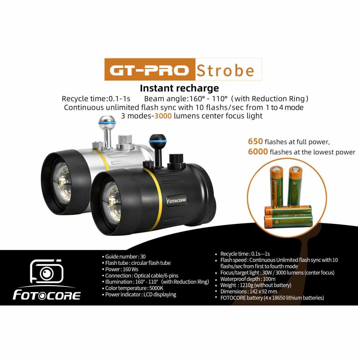 Flash Fotocore GT-Pro - Lampada circolare - 160W di potenza - Focus Light 3000 lm.