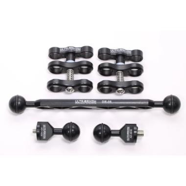 RACCORDO ULTRALIGHT - 1 X 1/4-20 + 1 X 3/8-16  + 2 CLAMP + braccetto 8"