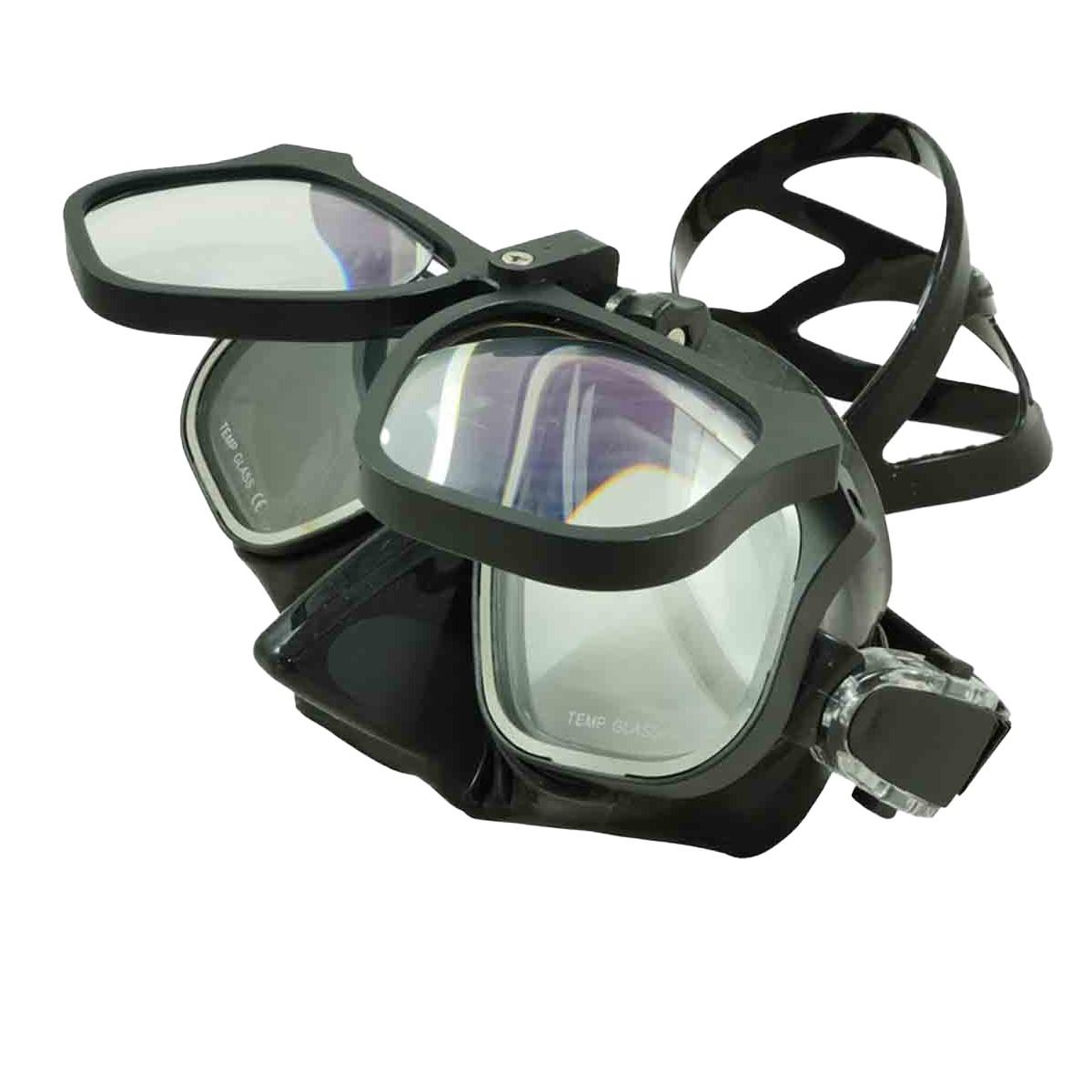 Maschera subaquea con lenti diottriche flippabili