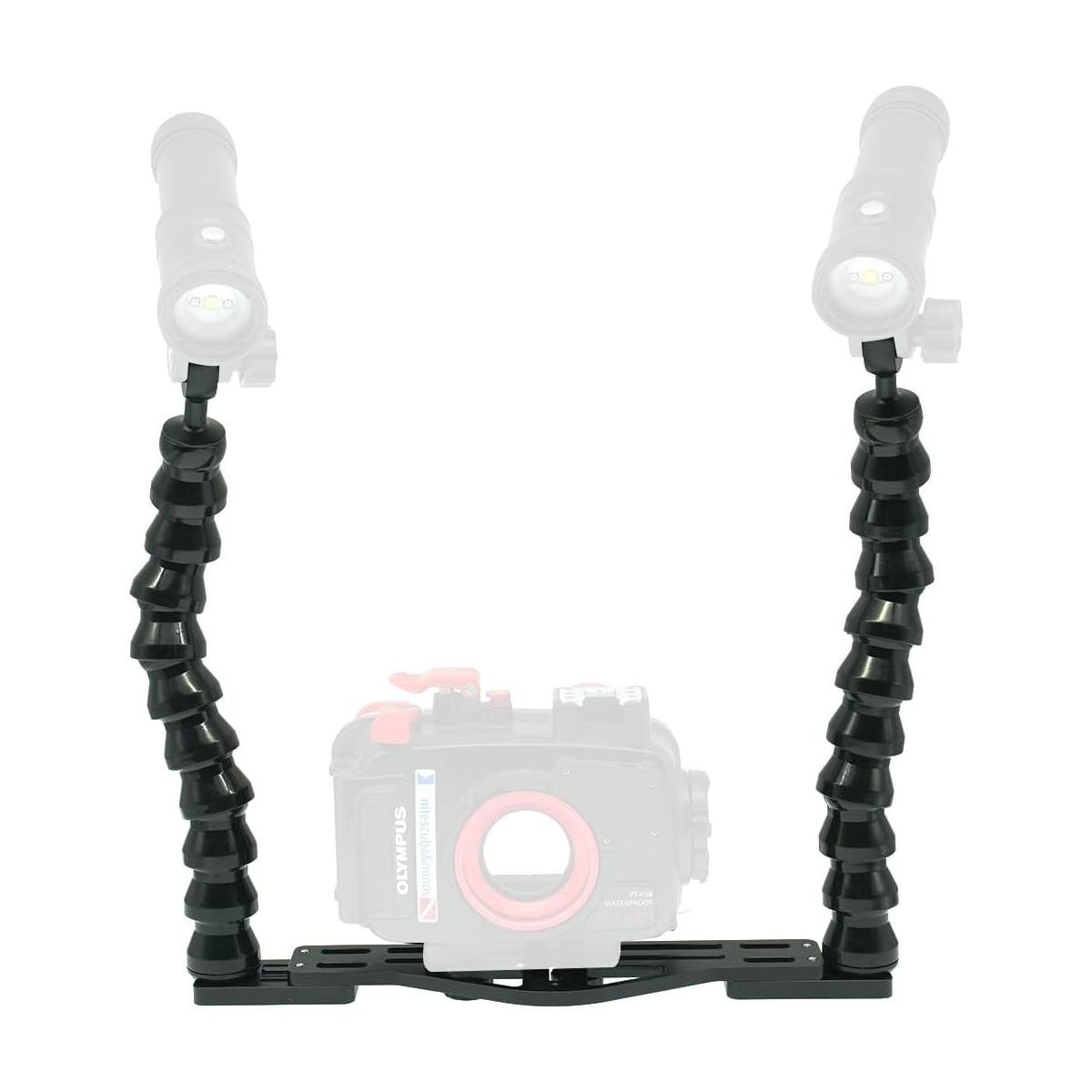 Base in alluminio doppia vite con doppio braccio flessibile 32cm