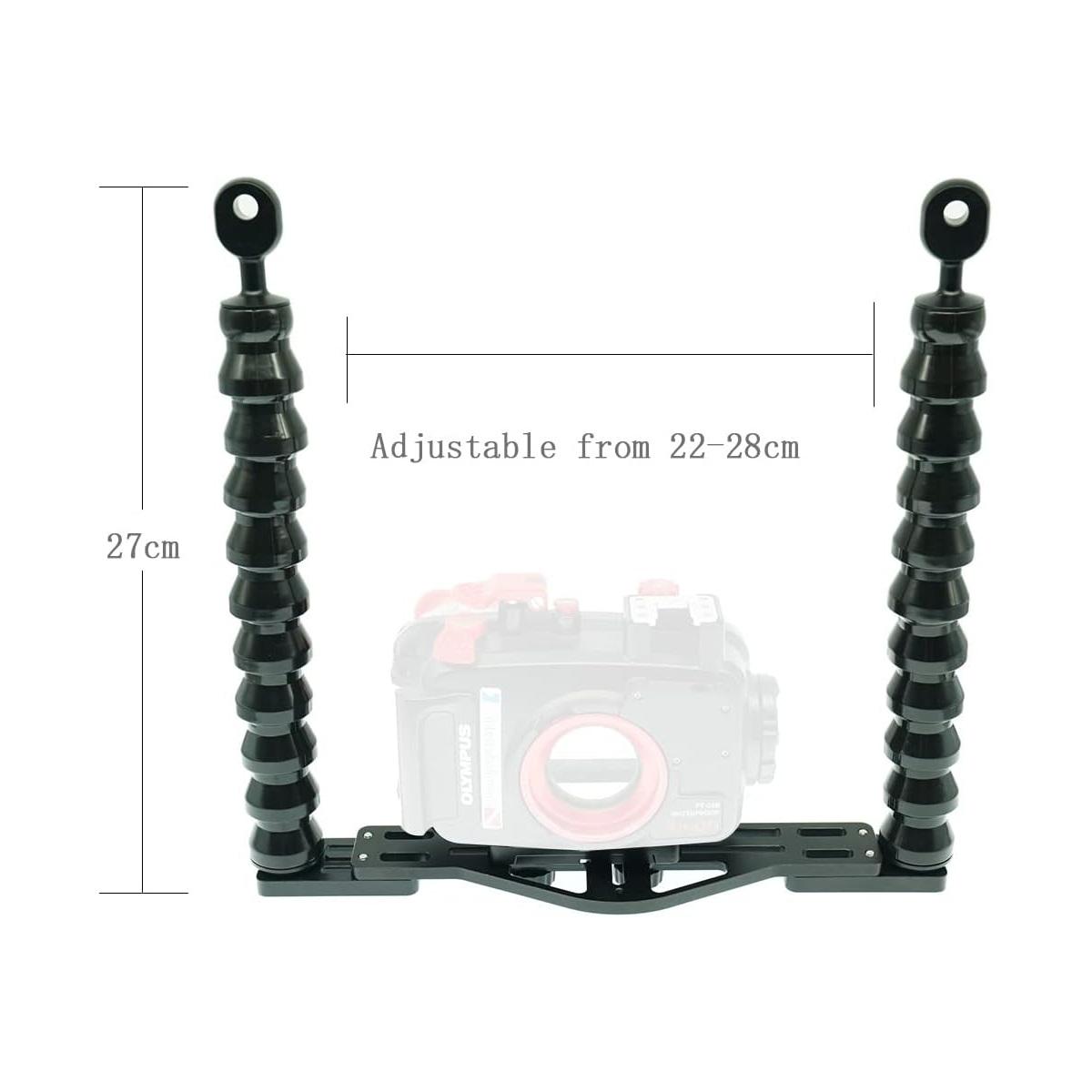 Base in alluminio doppia vite con doppio braccio flessibile 32cm