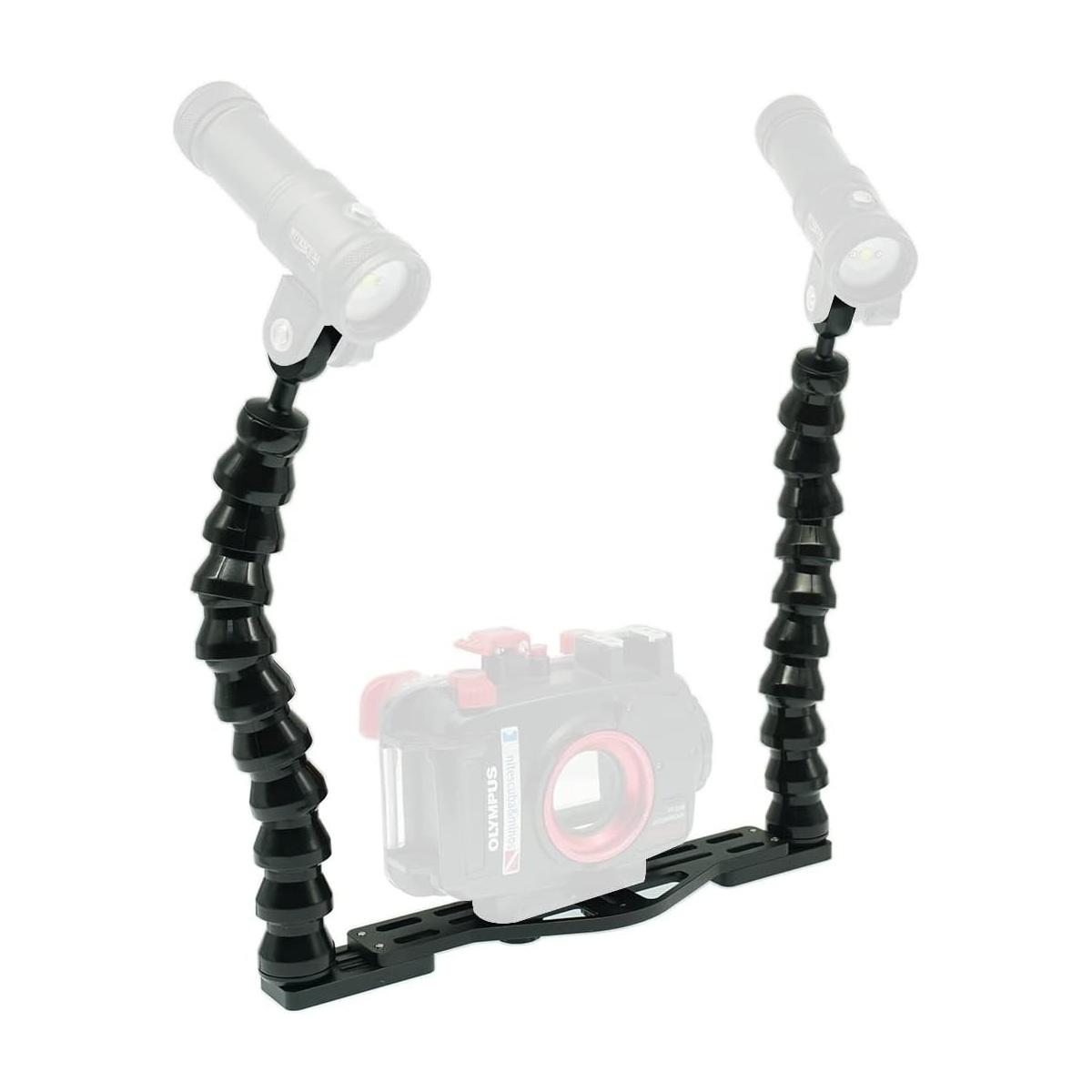 Base in alluminio doppia vite con doppio braccio flessibile 32cm